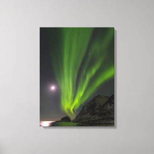 Lienzo Luces del Norte Playa Haukland Isla Noruega