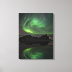 Lienzo Luces del Norte Playa Vestrahorn Hofn, Islandia