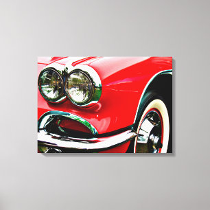 Lienzo Luces Delanteras de Corvette Rojo