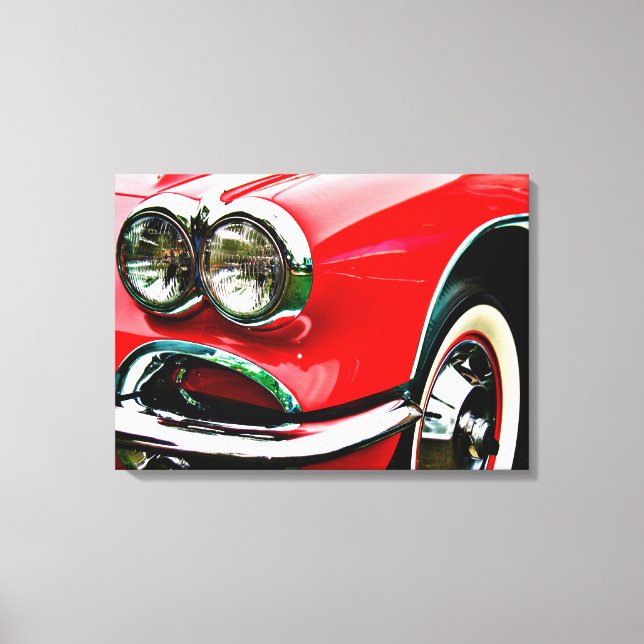 Lienzo Luces Delanteras de Corvette Rojo (Anverso)