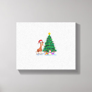 Lienzo Luces divertidas de árbol de Navidad con jirafa so