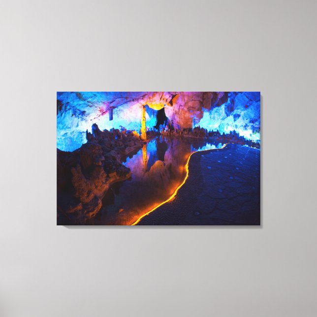 Lienzo Luces en la cueva de la flauta de caña, China (Anverso)