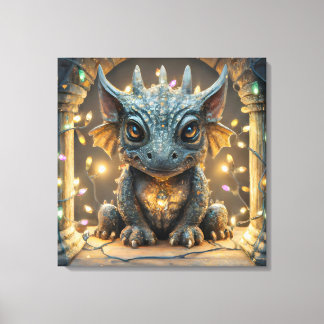 Lienzo Luces festivas Chibi Gargoyle Dragon