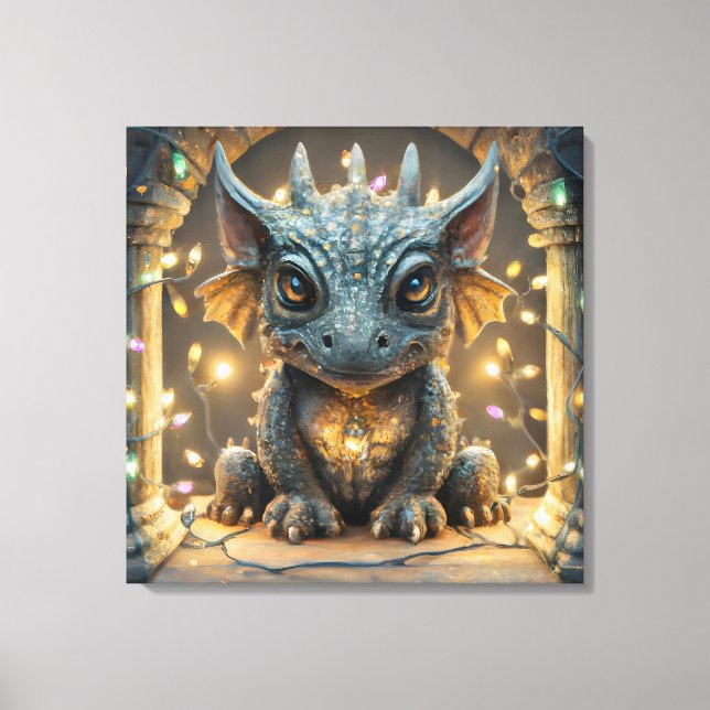 Lienzo Luces festivas Chibi Gargoyle Dragon (Anverso)