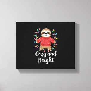 Lienzo Luces Navideñas de Perezoso Acogedoras y Brillante