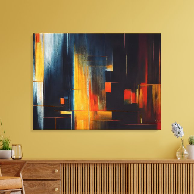 Lienzo Luces Urbanas Geometría Abstracta (Insitu (Sala de estar))