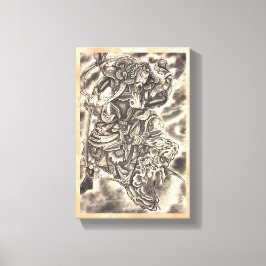 Lienzo lucha del demonio samurai japonés clásico vintage 