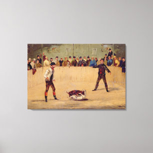 Lienzo Lucha del perro (aceite en el papel)