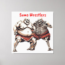 Lienzo Luchadores De Sumo Skeleton En Acción