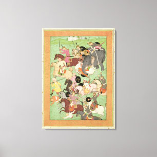 Lienzo Luche entre las fuerzas de Irán y Turan, illus