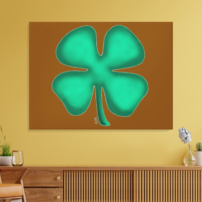 Lienzo Lucky 4 Leaf Irish Clover brown canvas de lona mar (Insitu (Sala de estar))