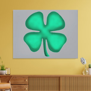 Lienzo Lucky 4 Leaf Irish Clover canvas grises