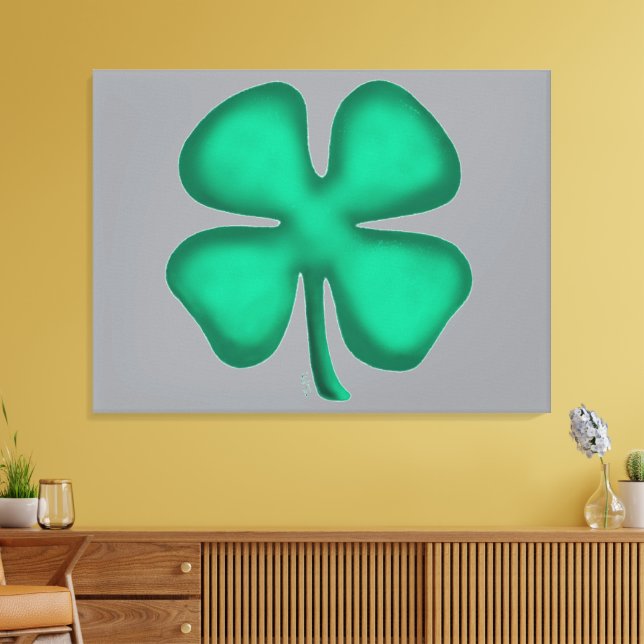 Lienzo Lucky 4 Leaf Irish Clover canvas grises (Insitu (Sala de estar))