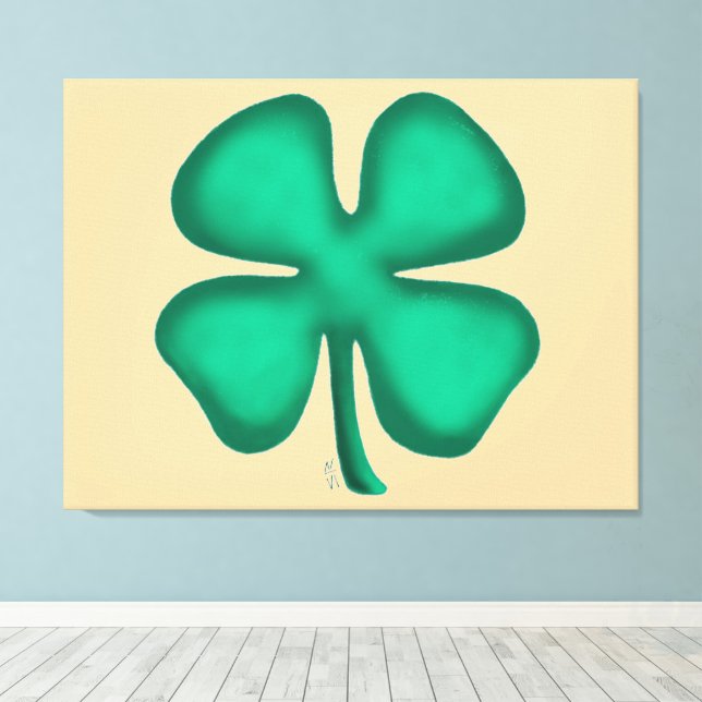 Lienzo Lucky 4 Leaf Irish Clover tan canvas (Insitu (piso de madera))