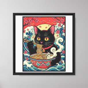 Lienzo Lucky Cat Ramen Noodle Art
