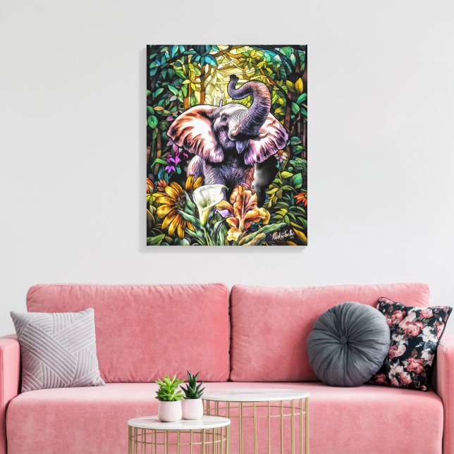 Lienzo Lucky Elephant Canvas Wall Art de NickysArt (Insitu (Sala de estar))