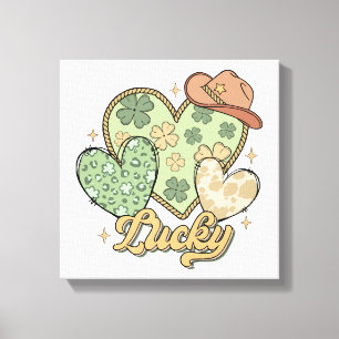 Lienzo Lucky Western St Patricks Day Heart Shamrock Irish