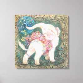 Lienzo Lucky White Elephant: Japanese Nihonga Art