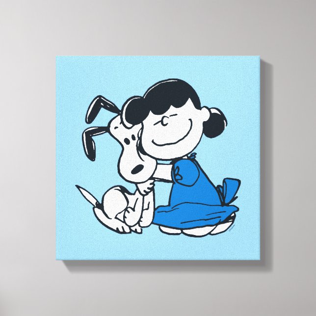 Lienzo Lucy Hugging Snoopy (Anverso)