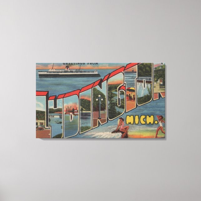 Lienzo Ludington, Michigan - Escenas de letras grandes (Anverso)