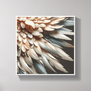 Lienzo Lujo abstracto de ala de pluma 3D - Crema suave el