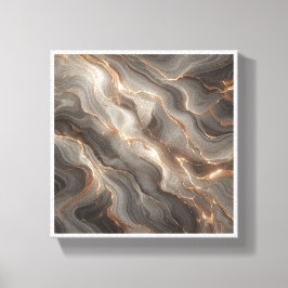 Lienzo Lujo Mármol Abstracto Dorado Brillante - Gris Radi