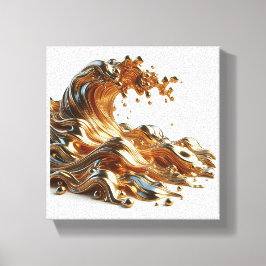 Lienzo Lujo Onda de Oro Líquido 3D - Abstracción Fluida M