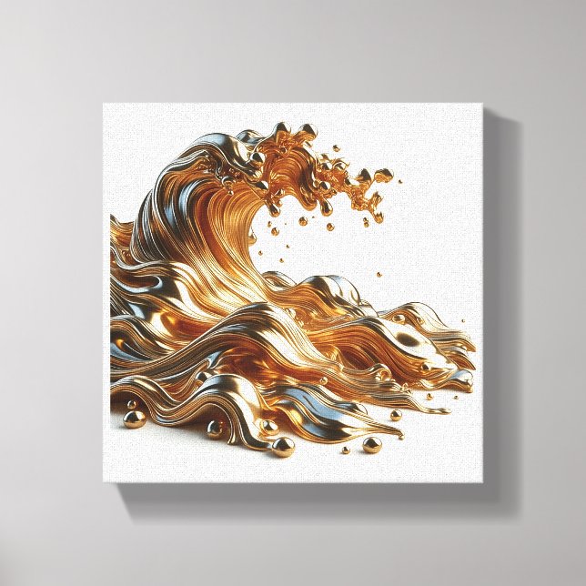 Lienzo Lujo Onda de Oro Líquido 3D - Abstracción Fluida M (Anverso)