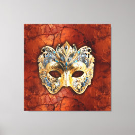 Lienzo Lujosa máscara veneciana sobre fondo rojizo