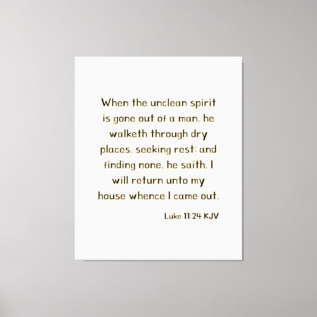 Lienzo Luke 11:24 Biblia Verse KJV Wall Art (Anverso)
