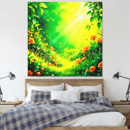 Lienzo Luminosa escena de luz solar en los jardines