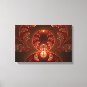 Lienzo Luminoso abstracto moderno fractal naranja rojo