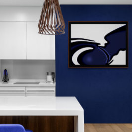 Lienzo Luna Azul: Resumen azul y blanco