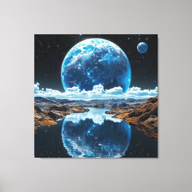 Lienzo Luna azul vibrante (Anverso)