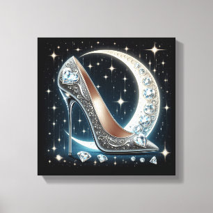 Lienzo Luna Celestial, Stilettos, Corazones con forma de