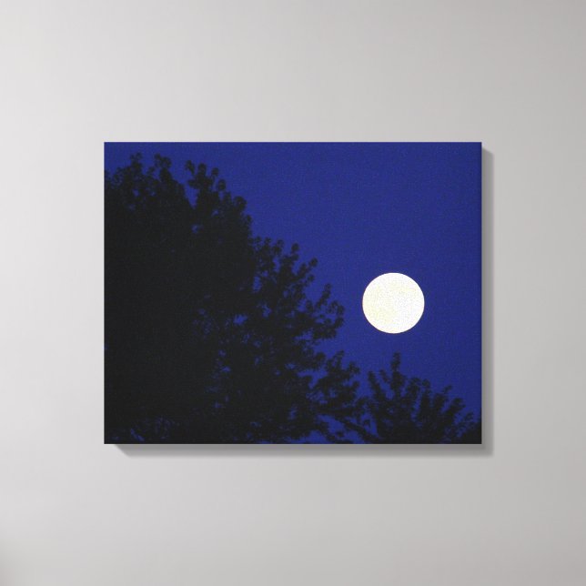 Lienzo Luna completa con árboles y cielo azul (Anverso)
