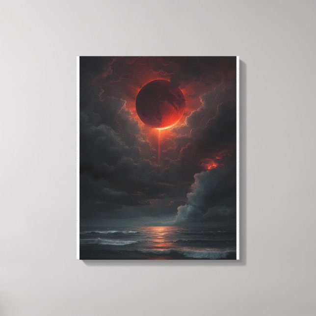 Lienzo Luna de Sangre Sobre el Mar Tempestuoso (Anverso)