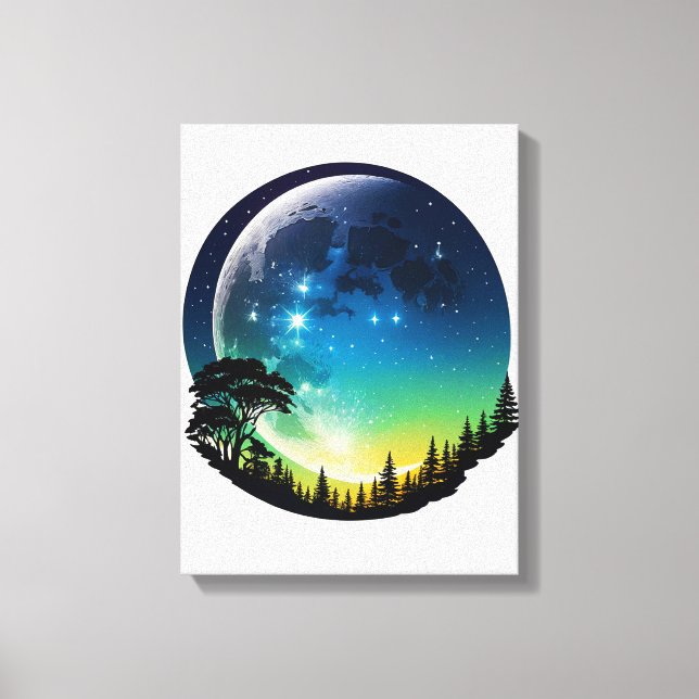 Lienzo Luna de Silueta Nocturna (Anverso)