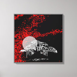 Lienzo Luna en el cielo rojo