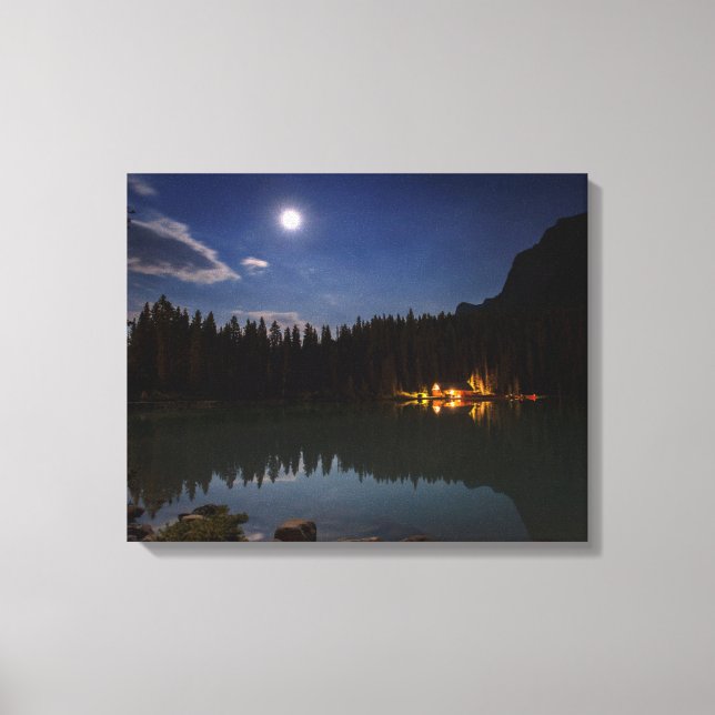 Lienzo Luna llena | Lago Louise, Canadá (Anverso)
