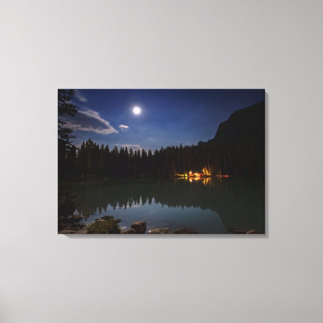 Lienzo Luna llena | Lago Louise, Canadá (Anverso)