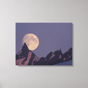 Lienzo Luna Llena se Eleva Montañas Chugach Alaska