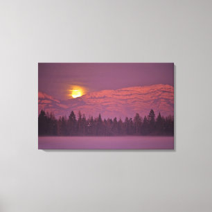 Lienzo Luna llena se eleva sobre la montaña Teakettle du