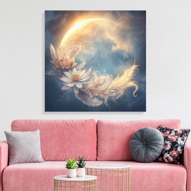 Lienzo Lunar Bloom Mandala Boho Wall Art (Insitu (Sala de estar))
