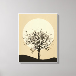 Lienzo lunar de Ilustracion Minimalista beige
