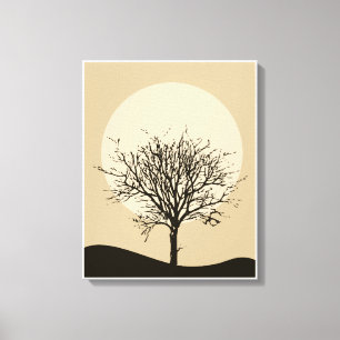 Lienzo lunar de Ilustracion Minimalista beige