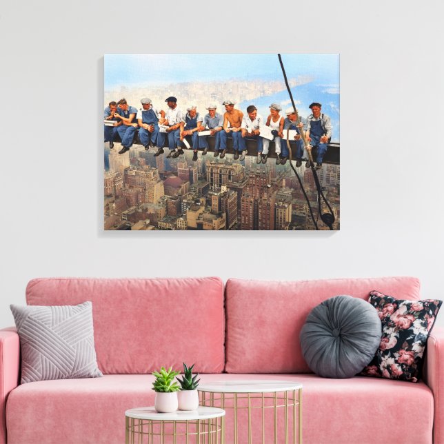 Lienzo Lunch Atop A Skyscraper 1932 NYC Remastered Color (Insitu (Sala de estar))
