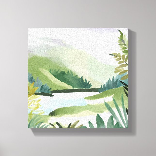 Lienzo Lush Hillside | Pintura de la naturaleza de las ac (Anverso)