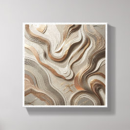 Lienzo Luxury 3D Sculpted Marble Waves - Elegant Gold and