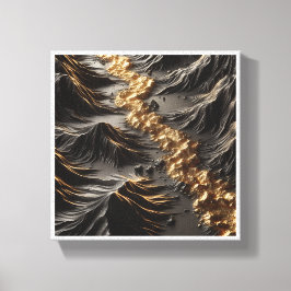 Lienzo Luxury 3D Topography Abstract - Golden Gold River 